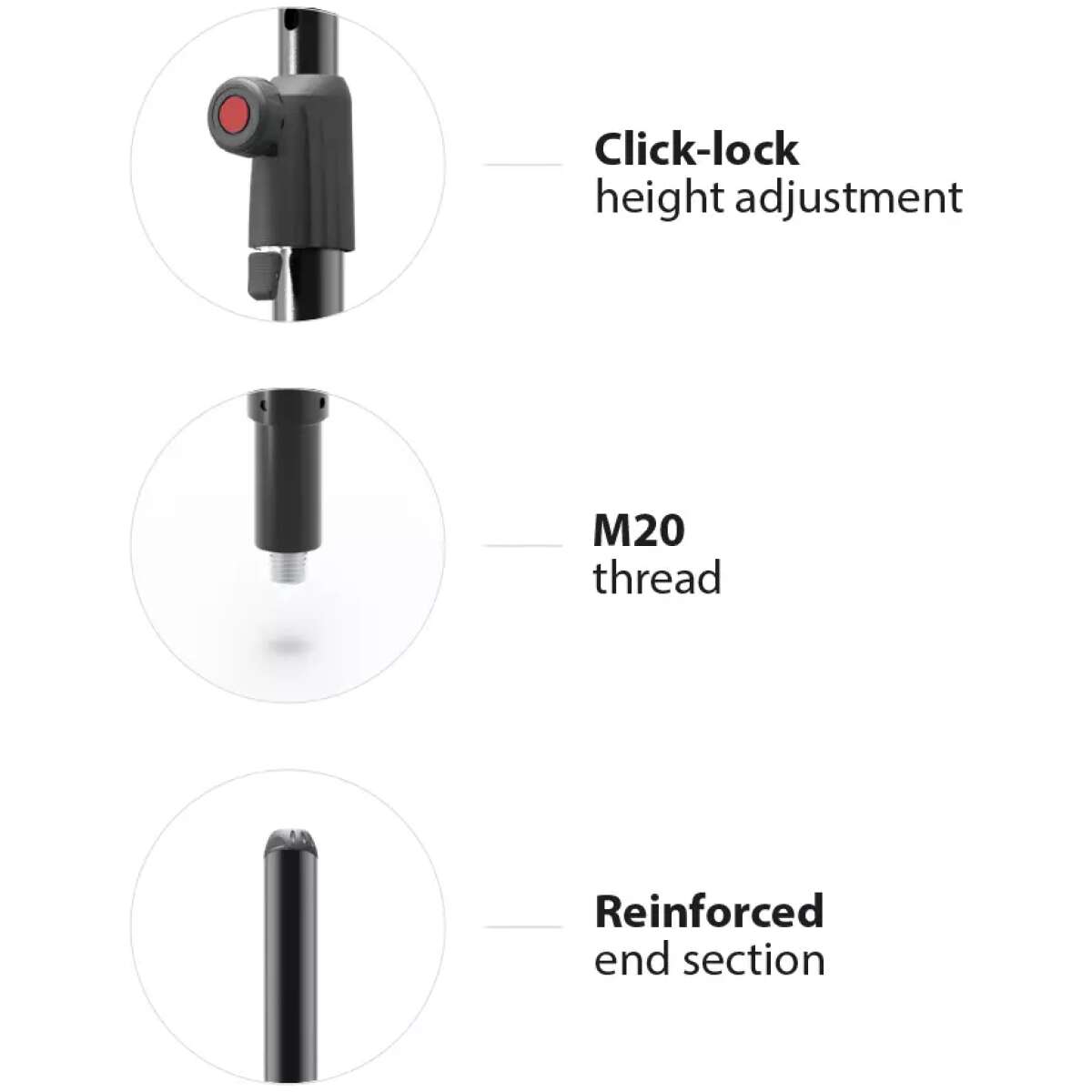 Athletic Telescopic Speaker Pole 81 - 116CM M20 Thread - Image 2