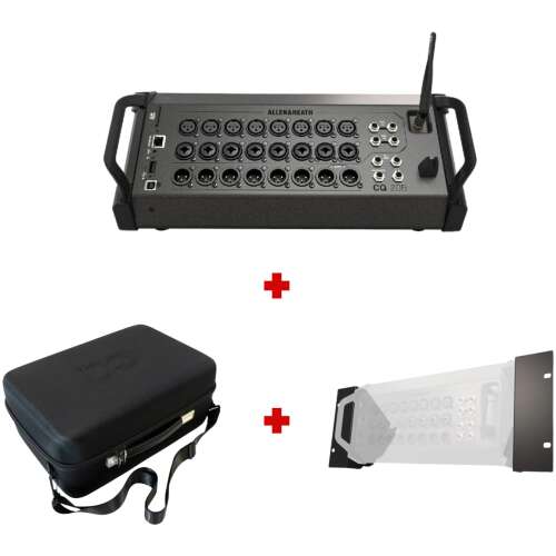 Allen & Heath CQ-20B 20 Channel Digital Mixer With Case And Rackmount Kit Bundle