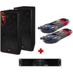 Wharfedale EVP X215 MKII – Dual 15″ 2-Way Passive Speaker With WHAR-CPD 260 2U Amplifier And STAGG 10M Speaker Cable Bundle
