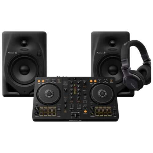 Pioneer DJ Bundle DDJ-FLX4 with DM-50D & HDJ-Cue1 Wired DJ Controller