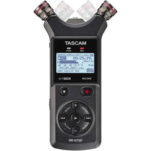 Tascam DR-07XP Stereo Handheld Audio Recorder With USB Audio Interface And Adjustable Microphones