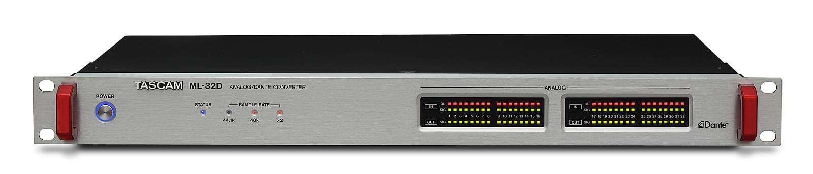 ml-32d_front Tascam ML-32D 32-Channel Analogue-Dante-Analogue Converter - Image 1
