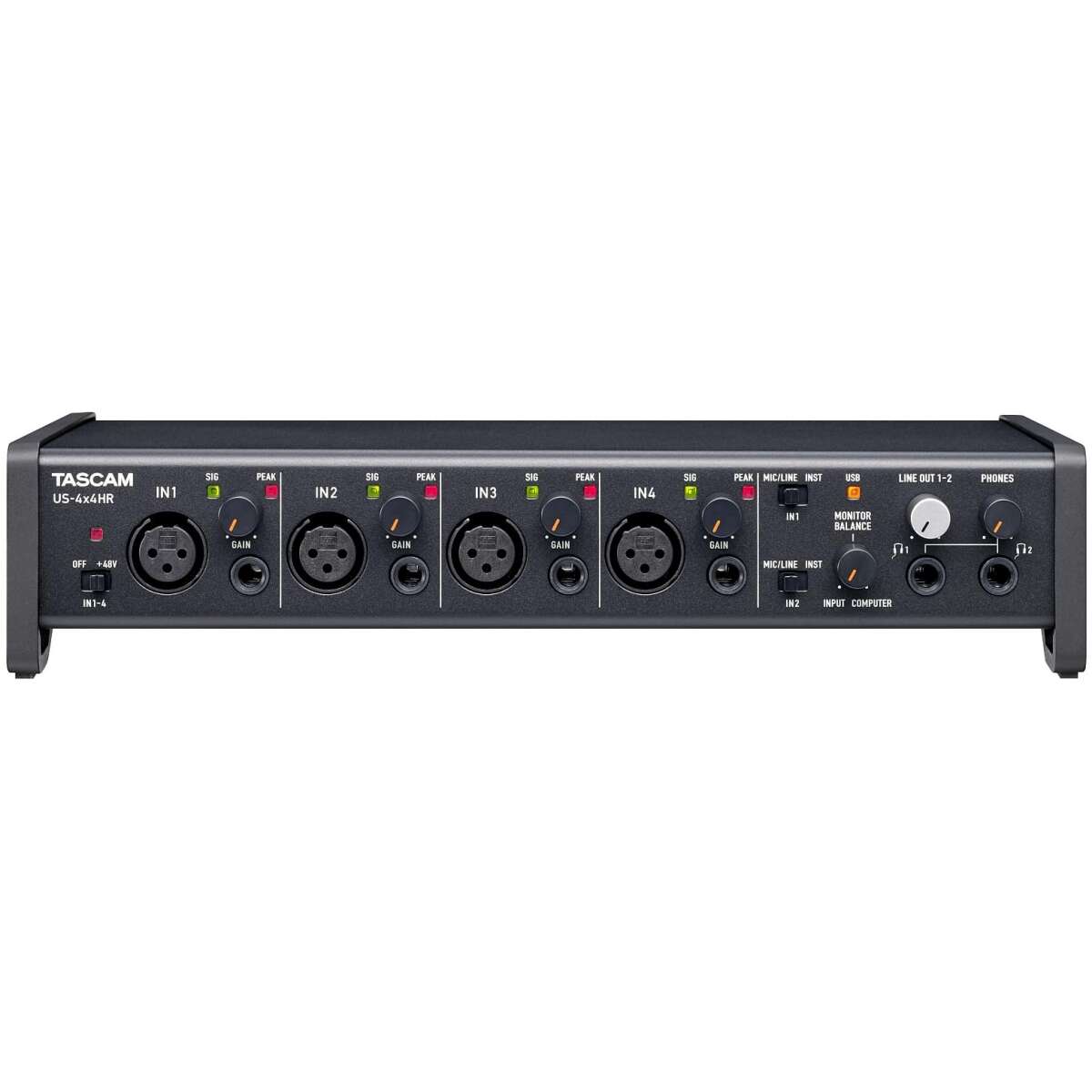 Tascam US-4x4HR High-Resolution USB Audio/MIDI Interface (4 in, 4 out) - Image 3