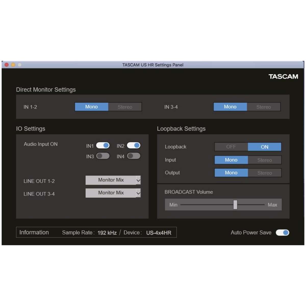 Tascam US-4x4HR High-Resolution USB Audio/MIDI Interface (4 in, 4 out) - Image 4