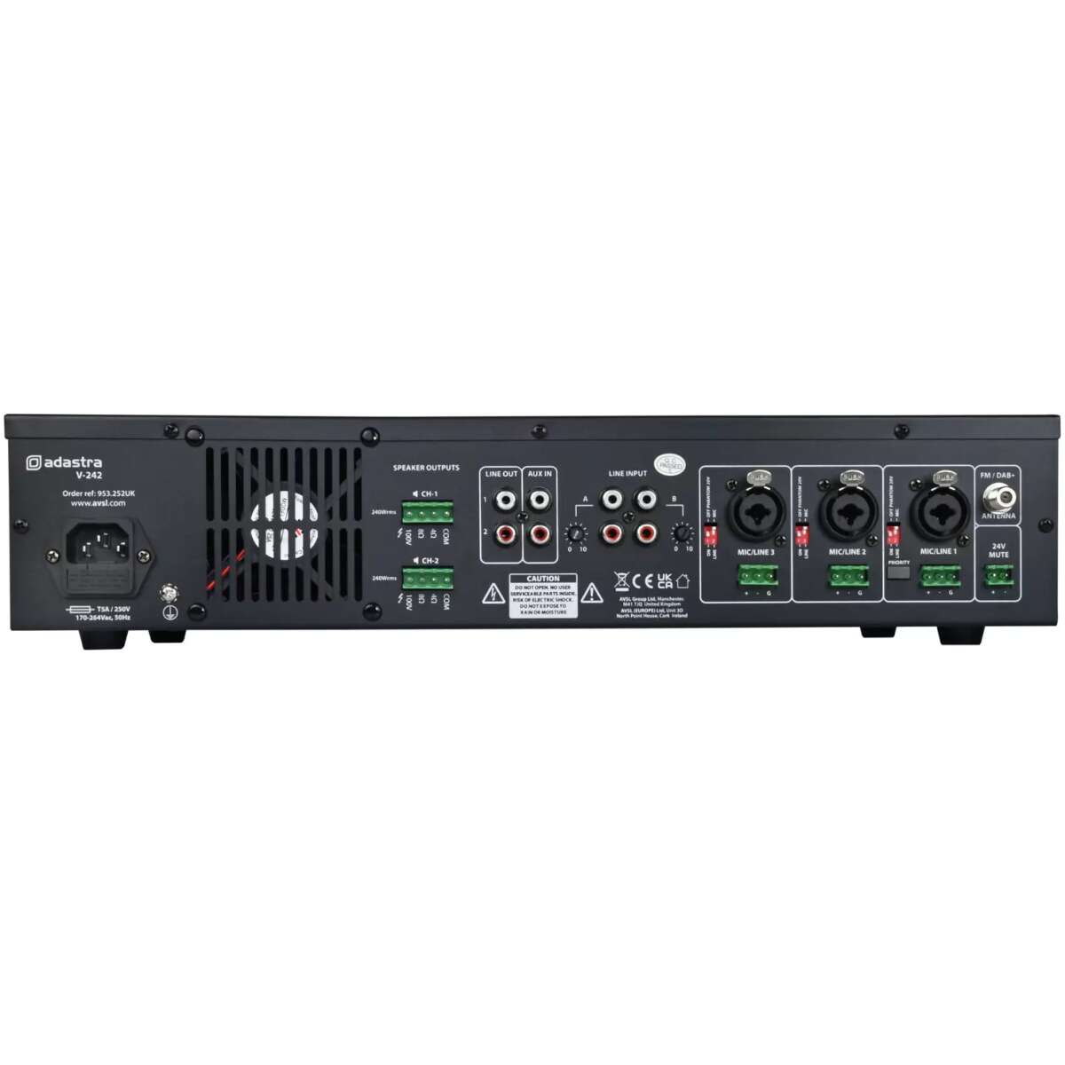Adastra V - 242 Mixer Amplifier 2X 240W Fm/usb/sd/bt/dab+ 100V 2 Zone - Image 3
