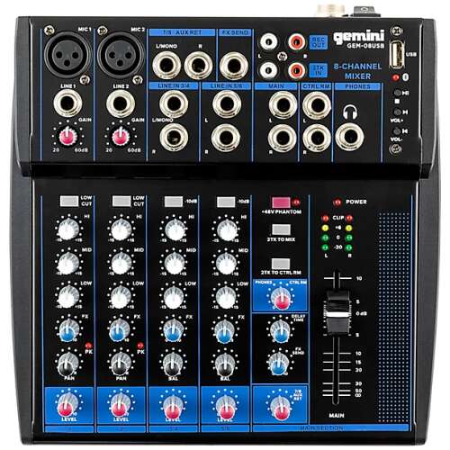 Gemini GEM-08USB Compact 8-Channel Mixer